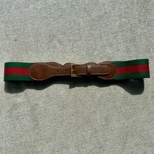 Gucci Brown and Green Stripe Belt